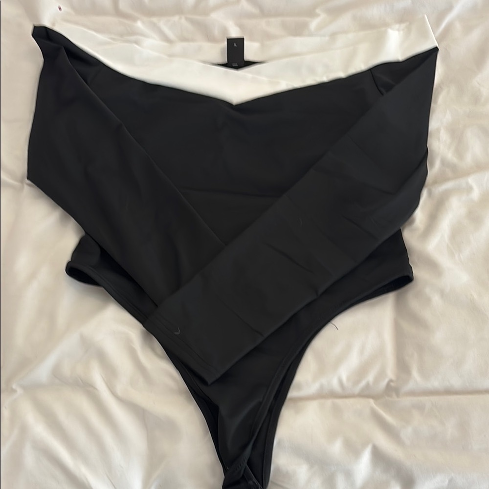 Black and White Off-Shoulder Bodysuit